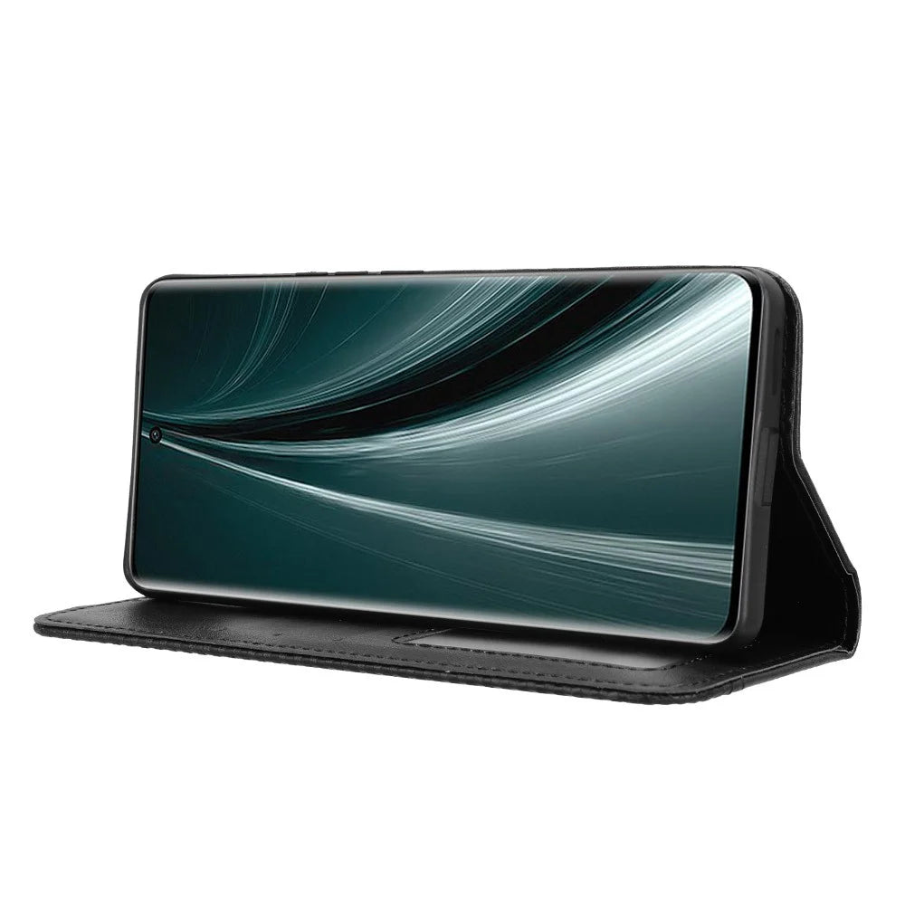 For vivo T3 Pro 5G / iQOO Z9s Pro 5G Leather Case Wallet Stand Retro Texture Phone Cover - Black - 3