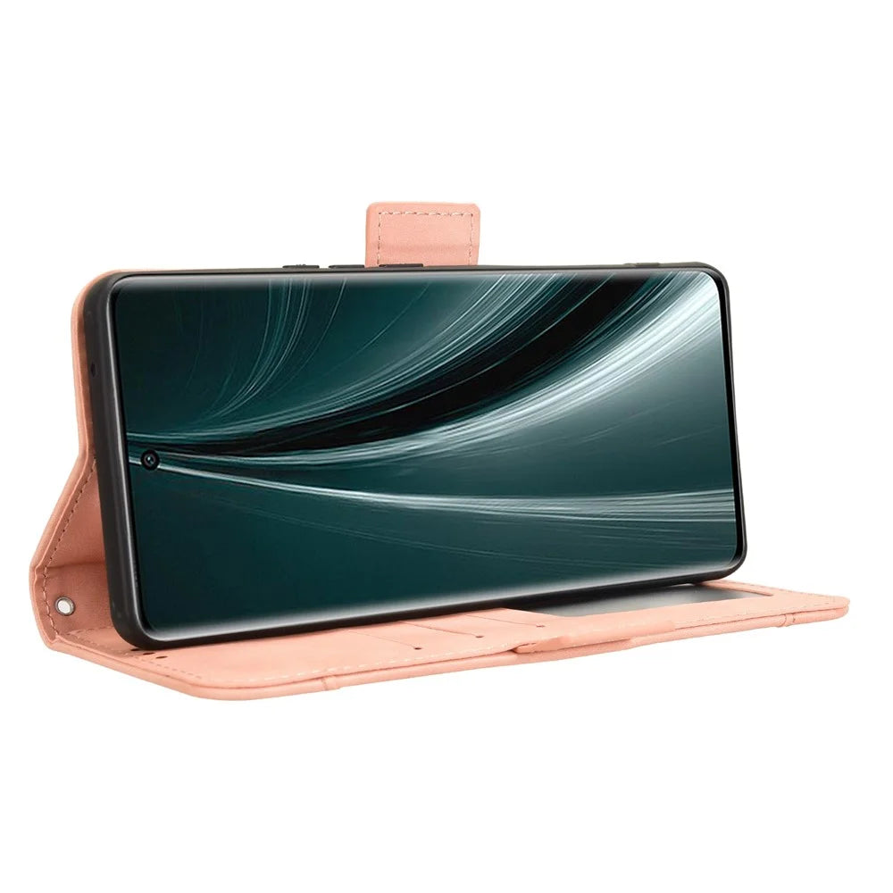 For vivo T3 Pro 5G / iQOO Z9s Pro 5G Leather Case Phone Wallet Cover with Multiple Card Slots - Pink - 4