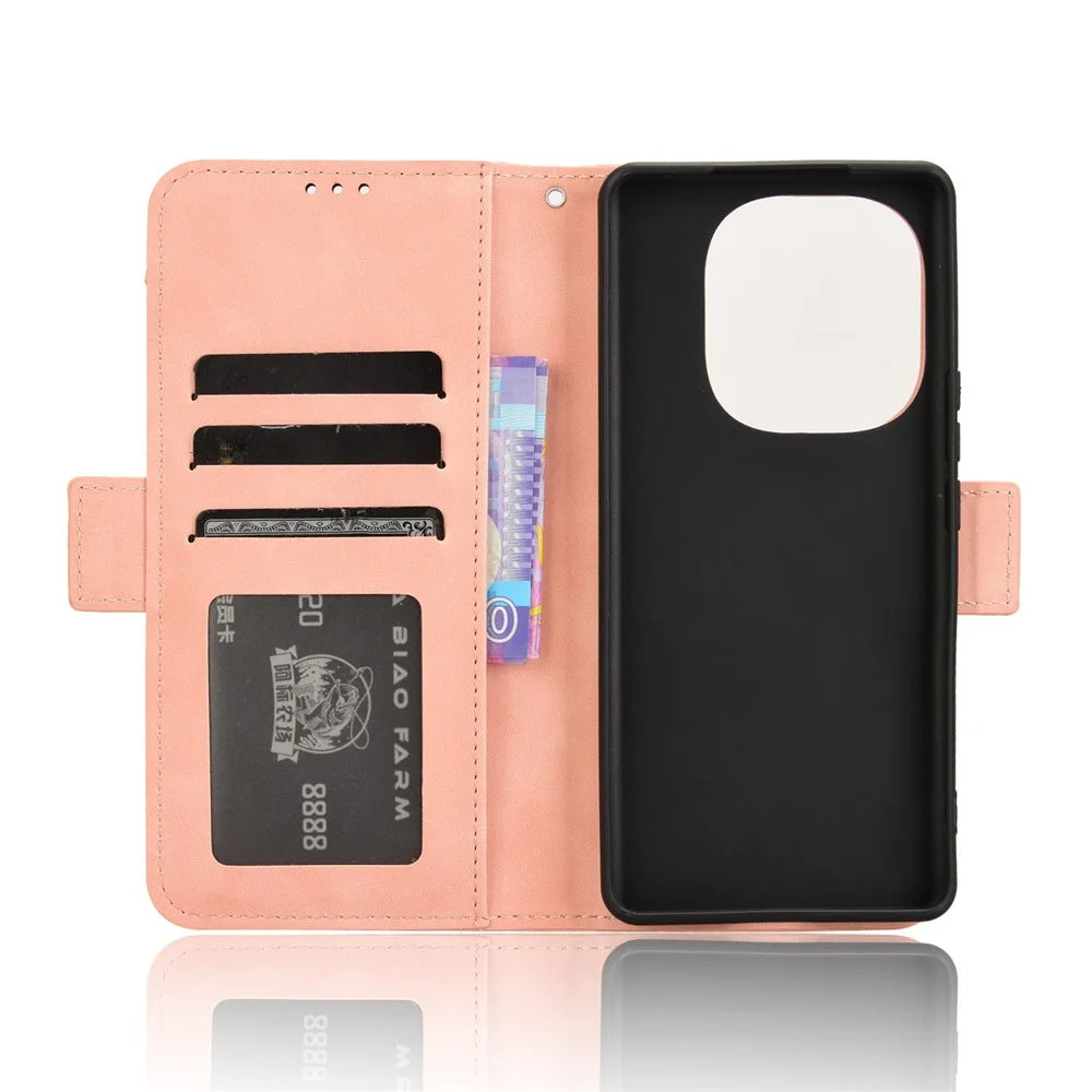 For vivo T3 Pro 5G / iQOO Z9s Pro 5G Leather Case Phone Wallet Cover with Multiple Card Slots - Pink - 5