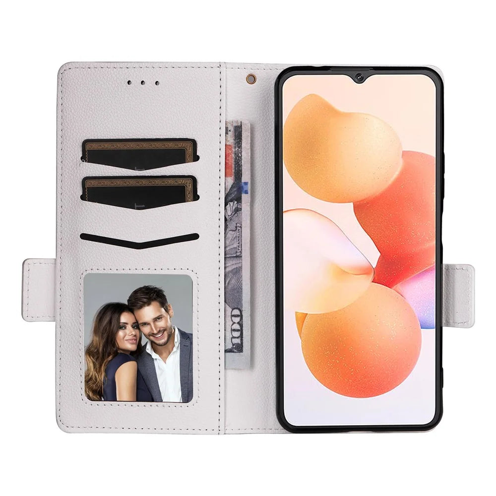 For Cubot A10 Case with Wrist Strap Litchi Texture PU Leather Wallet Phone Cover - White - 2