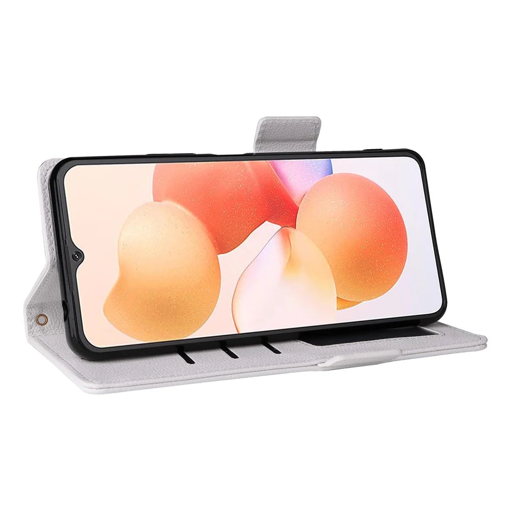For Cubot A10 Case with Wrist Strap Litchi Texture PU Leather Wallet Phone Cover - White - 3