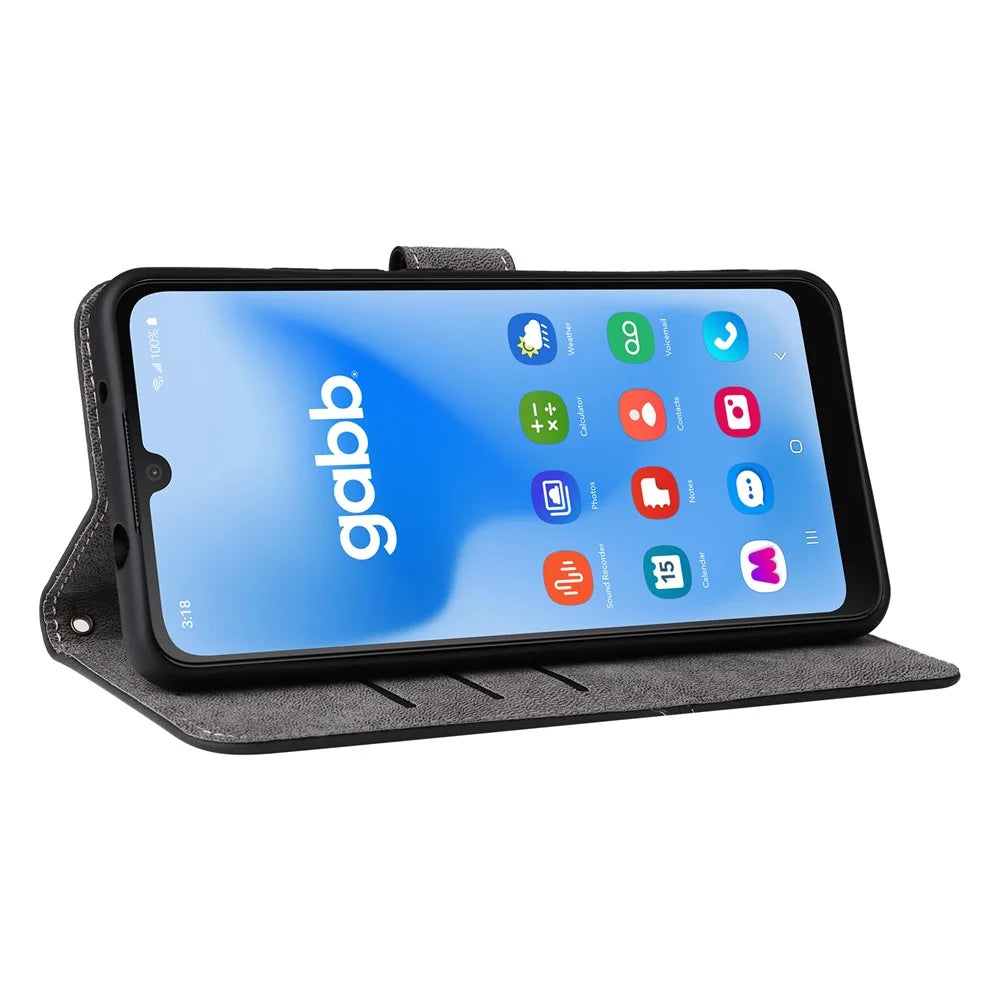 For Gabb Phone 4 Wallet Case RFID Blocking PU Leather Cover Stand View - Black - 3
