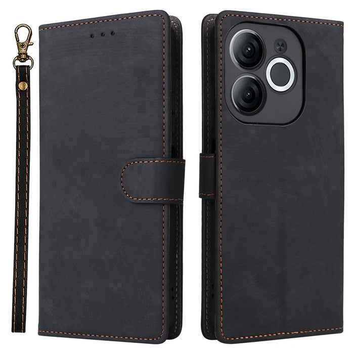 For itel A80 4G A671LC Wallet Case RFID Blocking PU Leather Cover Stand View - Black - 1