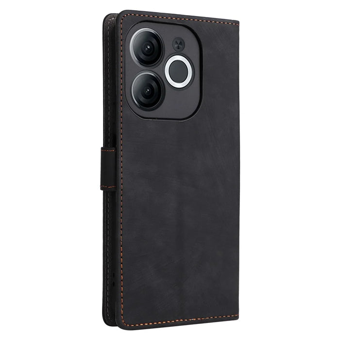 For itel A80 4G A671LC Wallet Case RFID Blocking PU Leather Cover Stand View - Black - 7