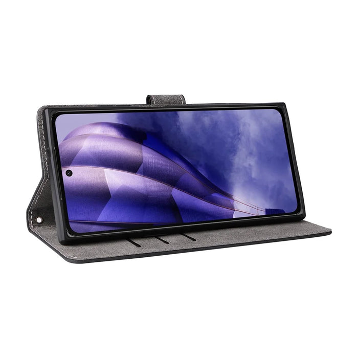 For HMD Skyline Wallet Case RFID Blocking PU Leather Cover Stand View - Black - 3