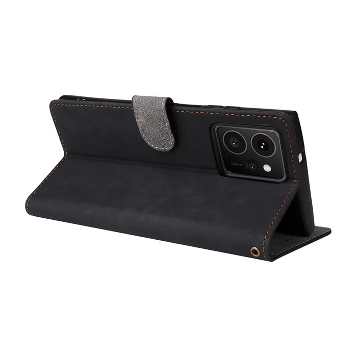 For HMD Skyline Wallet Case RFID Blocking PU Leather Cover Stand View - Black - 4