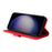 For Samsung Galaxy S25 Leather Wallet Cases Skin Touch Phone Cover Stand with Strap - Red - 3