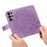 For Samsung Galaxy S25 Ultra Case Floral Pattern PU Leather Wallet Stand Phone Cover - Purple - 5