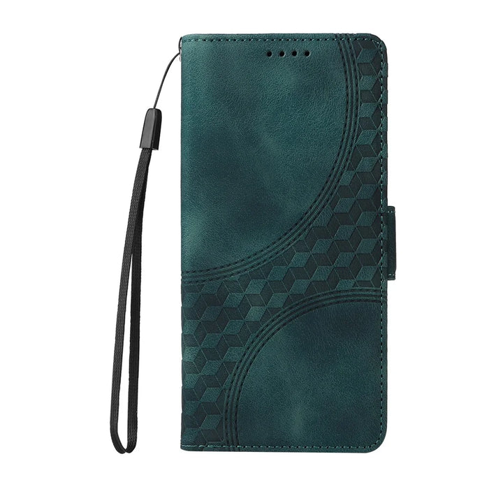 For Samsung Galaxy S25 Case PU Leather Phone Cover Rhombus Starry Imprinted - Green - 5