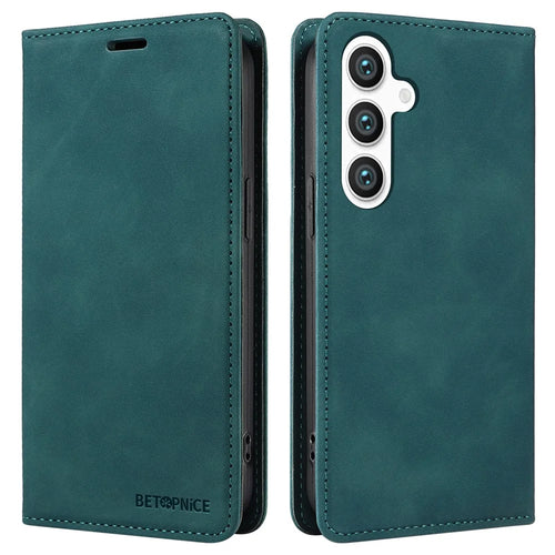 BETOPNICE 003 For Samsung Galaxy S25 Wallet Case Leather Phone Cover with Stand - Green - 1