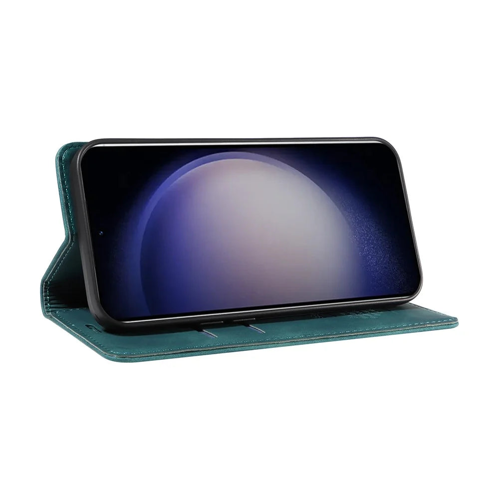 BETOPNICE 003 For Samsung Galaxy S25 Wallet Case Leather Phone Cover with Stand - Green - 3