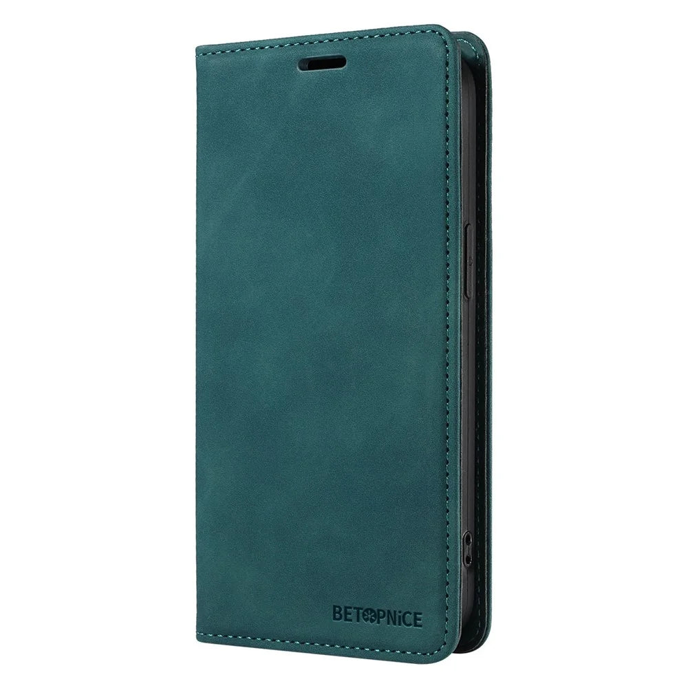 BETOPNICE 003 For Samsung Galaxy S25 Wallet Case Leather Phone Cover with Stand - Green - 6