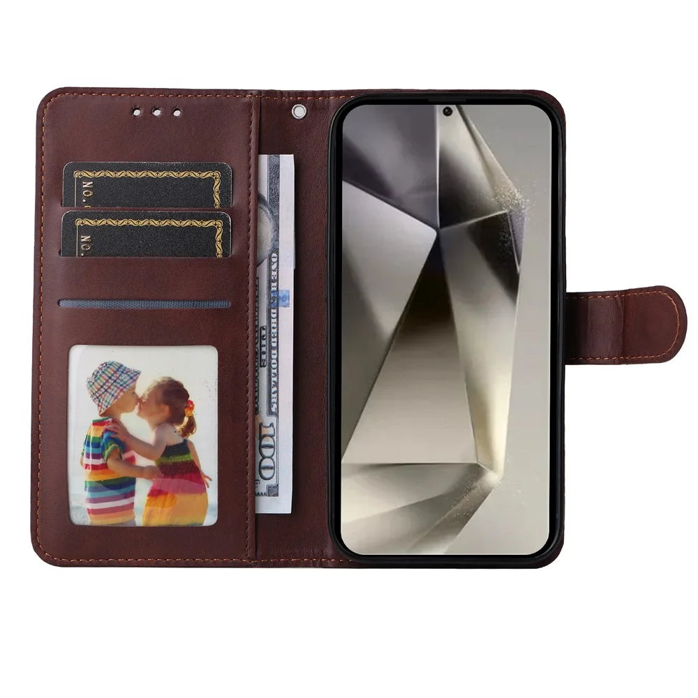 For Samsung Galaxy S25 Ultra Case Wallet PU Leather Folio Flip Phone Cover - Brown - 2