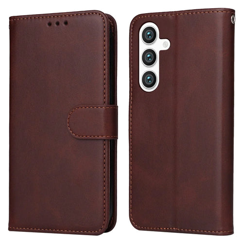 For Samsung Galaxy S25 Case Wallet PU Leather Folio Flip Phone Cover - Brown - 1