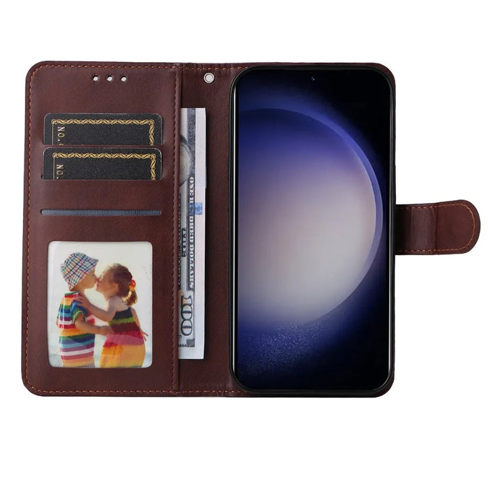 For Samsung Galaxy S25 Case Wallet PU Leather Folio Flip Phone Cover - Brown - 2