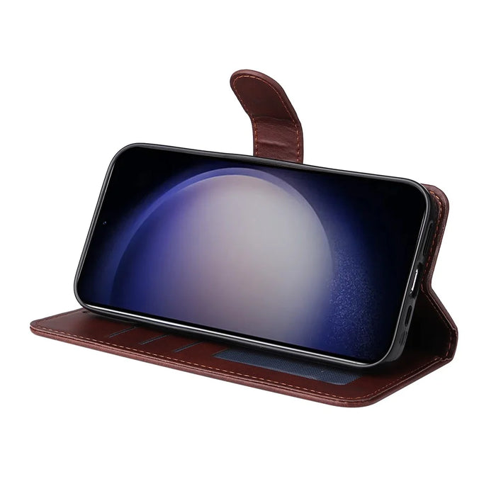 For Samsung Galaxy S25 Case Wallet PU Leather Folio Flip Phone Cover - Brown - 3