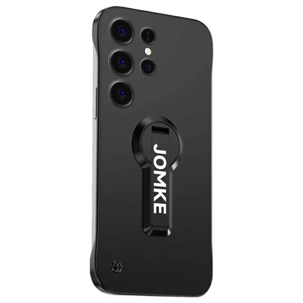 For Samsung Galaxy S24 Ultra Case Hard PC Frameless Baking Paint Kickstand Phone Cover - Black - 1