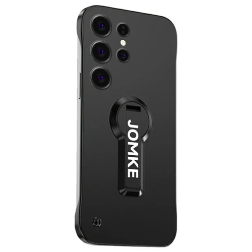For Samsung Galaxy S24 Ultra Case Hard PC Frameless Baking Paint Kickstand Phone Cover - Black - 1