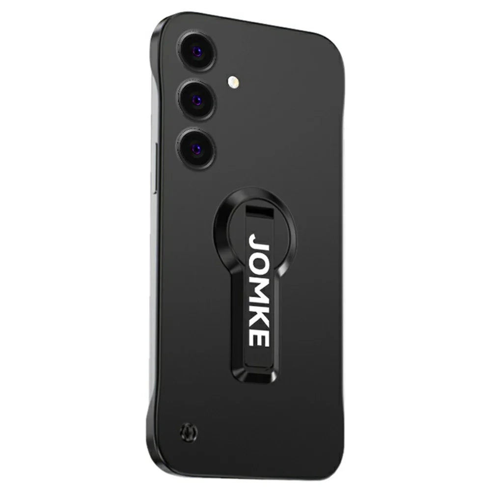 For Samsung Galaxy S24 Case Hard PC Frameless Baking Paint Kickstand Phone Cover - Black - 1