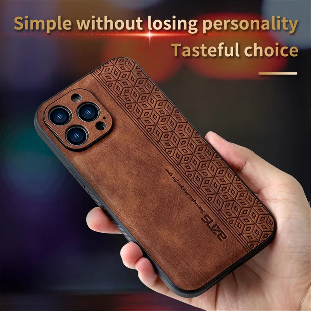 AZNS For iPhone 12 Pro 6.1 inch Anti-scratch PU Leather+TPU Phone Cover Imprinted Pattern Cell Phone Case - Brown - 3