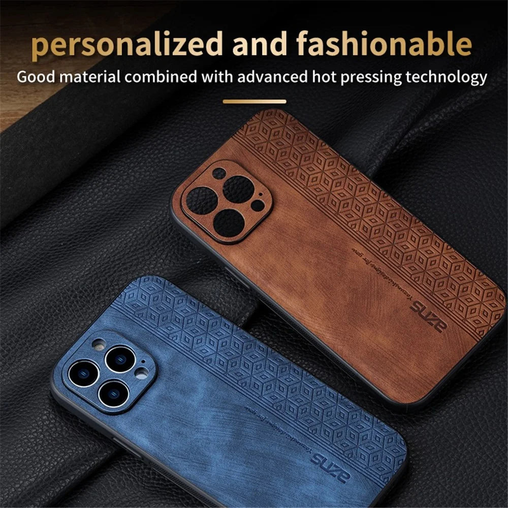 AZNS For iPhone 12 Pro 6.1 inch Anti-scratch PU Leather+TPU Phone Cover Imprinted Pattern Cell Phone Case - Brown - 4