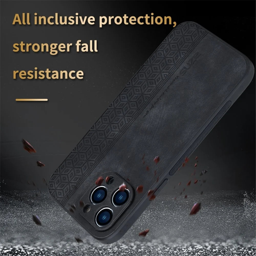 AZNS For iPhone 12 Pro 6.1 inch Anti-scratch PU Leather+TPU Phone Cover Imprinted Pattern Cell Phone Case - Brown - 6