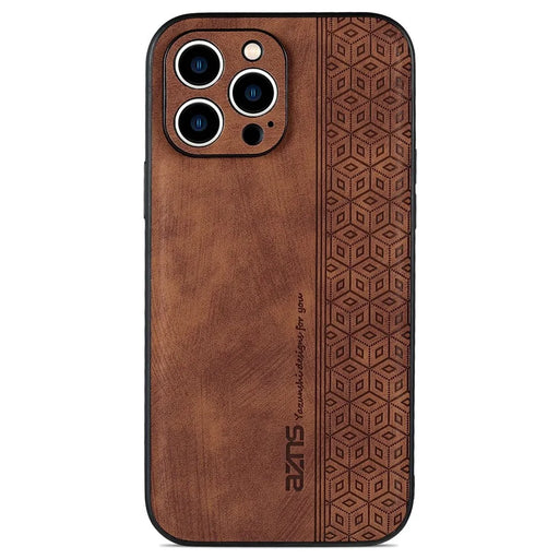 AZNS For iPhone 12 Pro Max 6.7 inch Slim Fit Cell Phone Case Imprinted Pattern PU Leather+TPU Phone Cover - Brown - 1