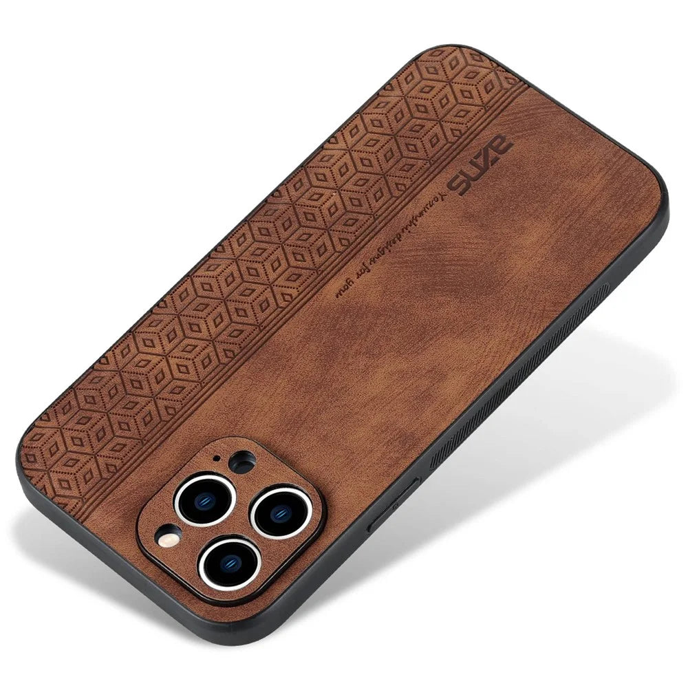 AZNS For iPhone 12 Pro Max 6.7 inch Slim Fit Cell Phone Case Imprinted Pattern PU Leather+TPU Phone Cover - Brown - 2
