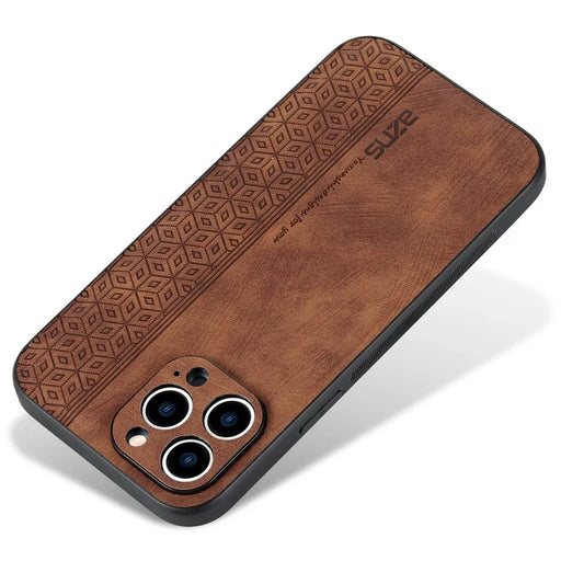 AZNS For iPhone 12 Pro Max 6.7 inch Slim Fit Cell Phone Case Imprinted Pattern PU Leather+TPU Phone Cover - Brown - 2
