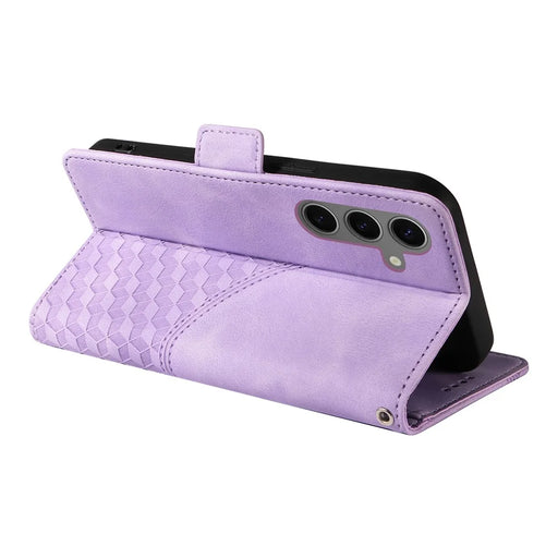 ENKAY For Samsung Galaxy S24 / Galaxy S25 Wallet Case  Imprint PU Leather Phone Stand Cover with Tempered Glass - Black - 2