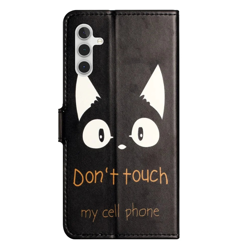 For Samsung Galaxy A56 5G / A36 5G Case Pattern Print PU Leather Wallet Phone Cover - Cat Ears - 5
