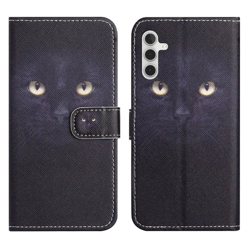 For Samsung Galaxy A56 5G Case Pattern Print PU Leather Wallet Phone Cover Cross Texture - Cat's Eye - 1