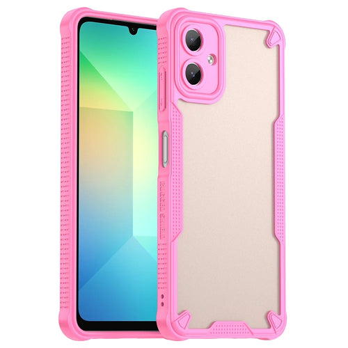 Armor Series For Samsung Galaxy A06 4G Case PC+TPU Semi-Transparent Frosted Finish Protective Phone Cover - Pink - 1