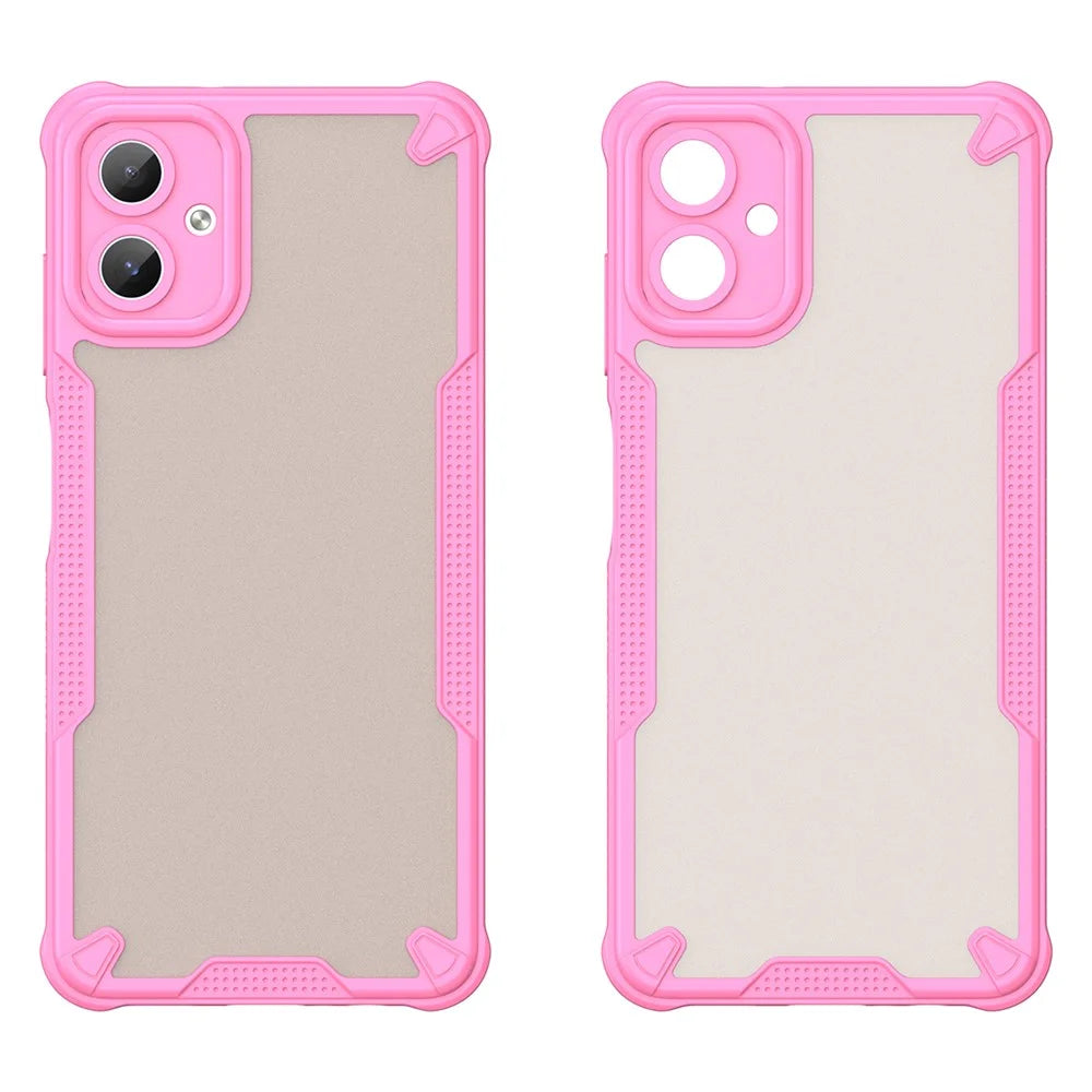 Armor Series For Samsung Galaxy A06 4G Case PC+TPU Semi-Transparent Frosted Finish Protective Phone Cover - Pink - 2