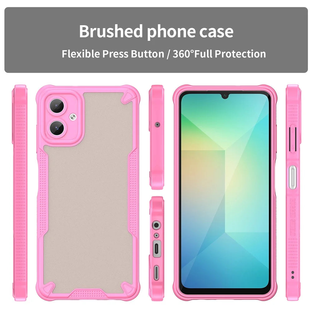 Armor Series For Samsung Galaxy A06 4G Case PC+TPU Semi-Transparent Frosted Finish Protective Phone Cover - Pink - 3