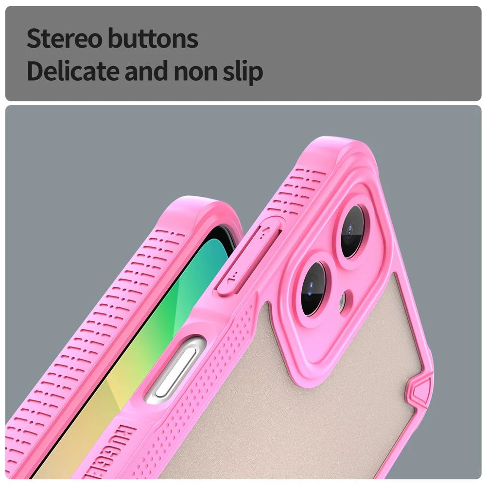 Armor Series For Samsung Galaxy A06 4G Case PC+TPU Semi-Transparent Frosted Finish Protective Phone Cover - Pink - 7