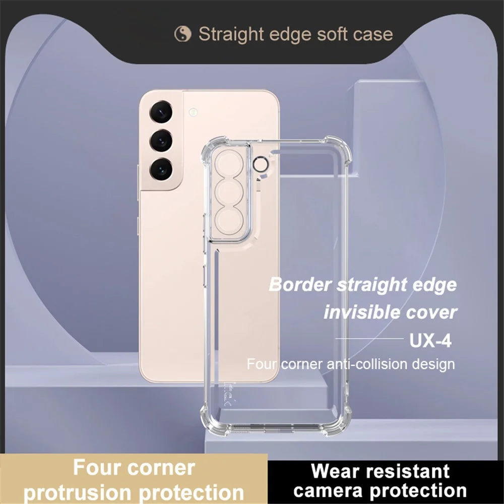 IMAK UX-4 Series for Samsung Galaxy S22 5G Case Straight Frame Four Corner Shockproof Clear TPU Cover - 2