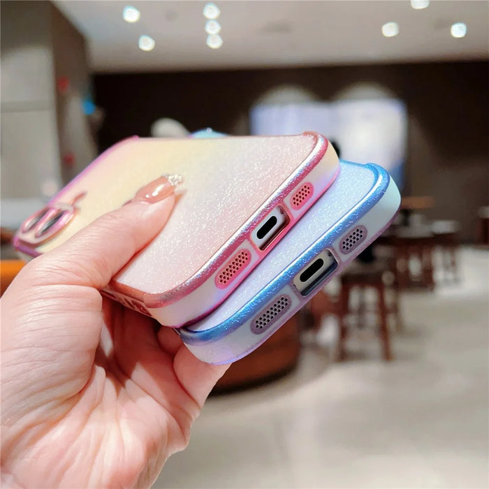 For iPhone 16 Plus Case Dazzling Design Electroplating Heart Pattern TPU Phone Cover - White - 6