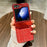 For Samsung Galaxy Z Flip5 5G Case Plaid Texture Rhinestone Decor Hinge Protection PC Phone Cover - Red - 1