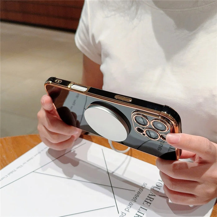 For iPhone 16 Pro Max Case Compatible with MagSafe Electroplating TPU Phone Cover - Black - 4