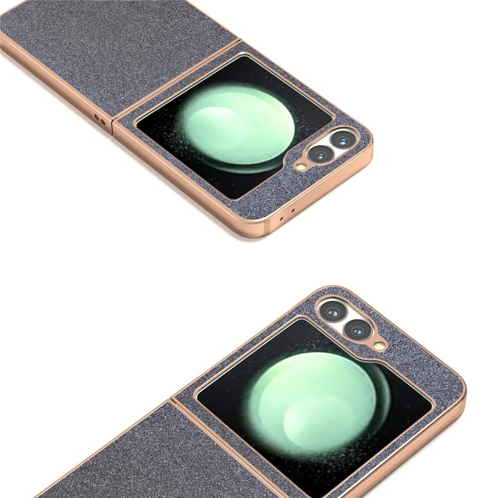 For Samsung Galaxy Z Flip7 FE 5G / Z Flip6 5G Case Electroplating Phone Cover Glitter Surface Design PU+TPU Protective Case - Black - 3