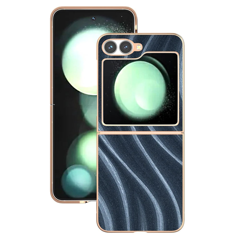 For Samsung Galaxy Z Flip7 FE 5G / Z Flip6 5G Case Electroplating Phone Cover Milky Way Pattern PU+TPU Protective Case - Blue - 2