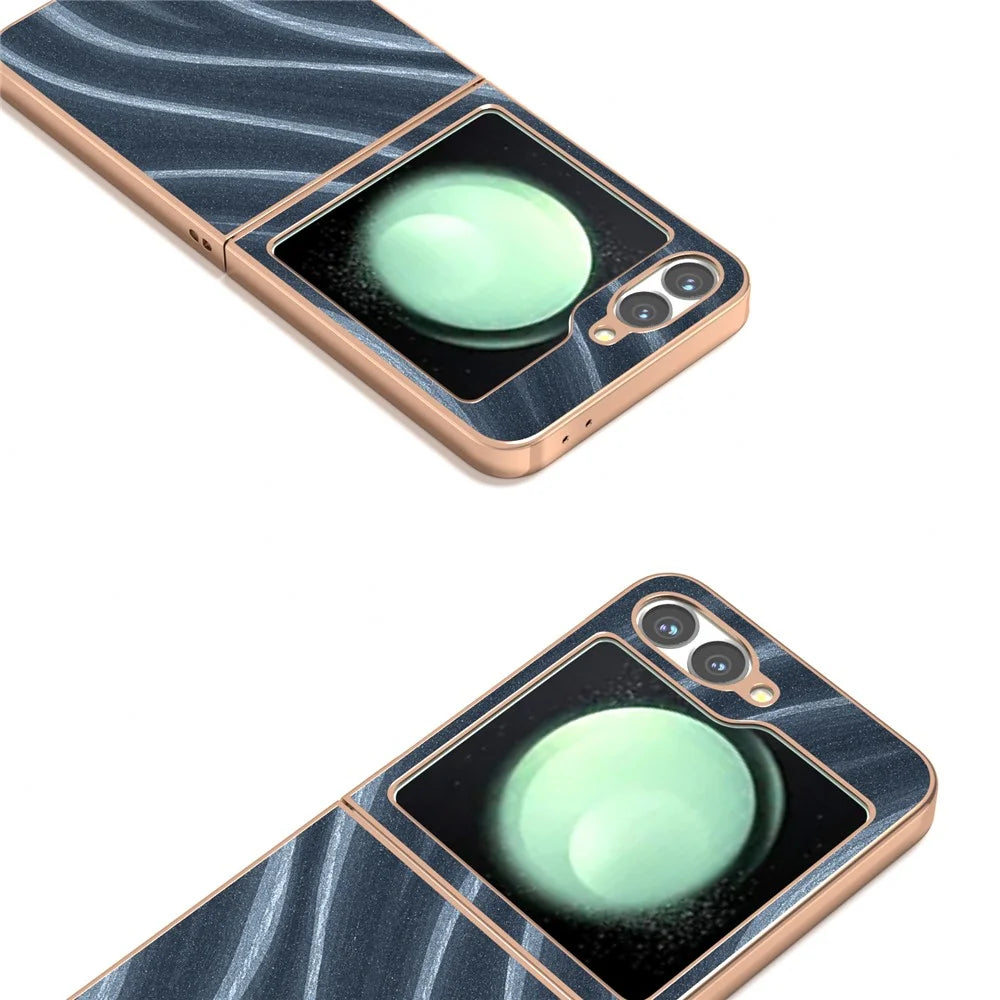 For Samsung Galaxy Z Flip7 FE 5G / Z Flip6 5G Case Electroplating Phone Cover Milky Way Pattern PU+TPU Protective Case - Blue - 4
