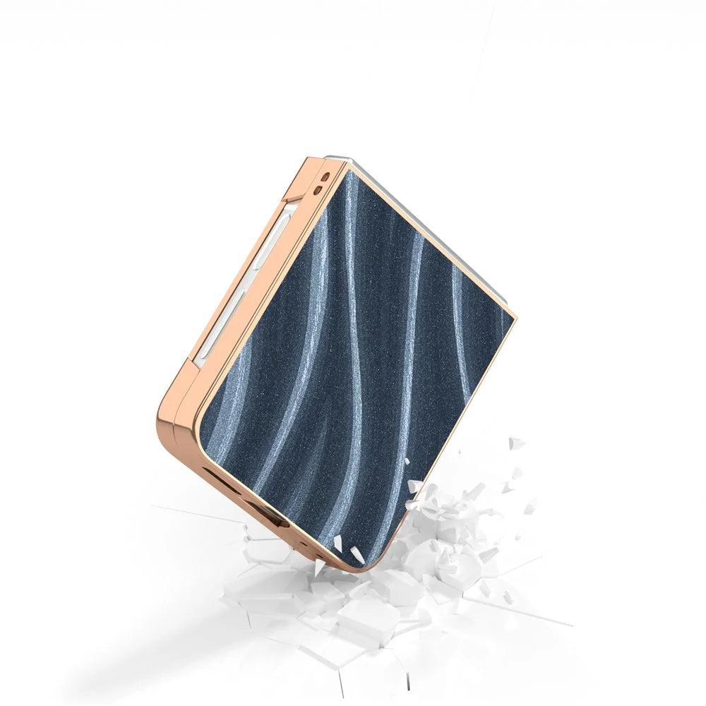 For Samsung Galaxy Z Flip7 FE 5G / Z Flip6 5G Case Electroplating Phone Cover Milky Way Pattern PU+TPU Protective Case - Blue - 5