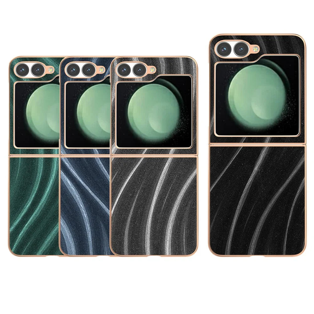 For Samsung Galaxy Z Flip7 FE 5G / Z Flip6 5G Case Electroplating Phone Cover Milky Way Pattern PU+TPU Protective Case - Blue - 6