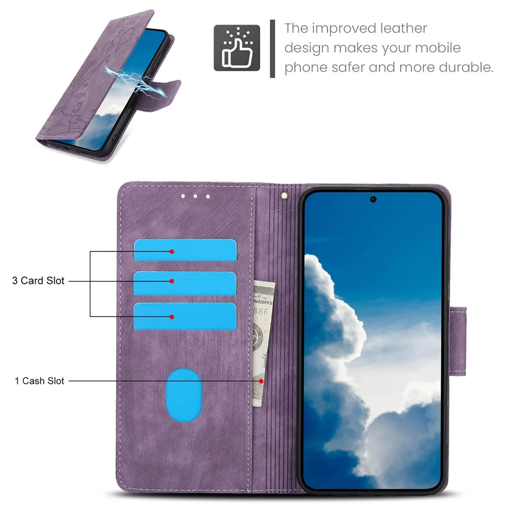 SY-001 For Samsung Galaxy S25+ Case Flower Butterfly Leather Wallet Phone Cover with Hand Strap - Purple - 7