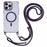 For iPhone 16 Pro Max Clear Case Compatible with MagSafe Shockproof PC+TPU Phone Cover with 150cm Long Lanyard - Purple - 1