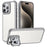 For iPhone 15 Pro Max Case with Lens Cover Kickstand Skin-Touch PC+TPU Phone Back Cover - Grey - 1