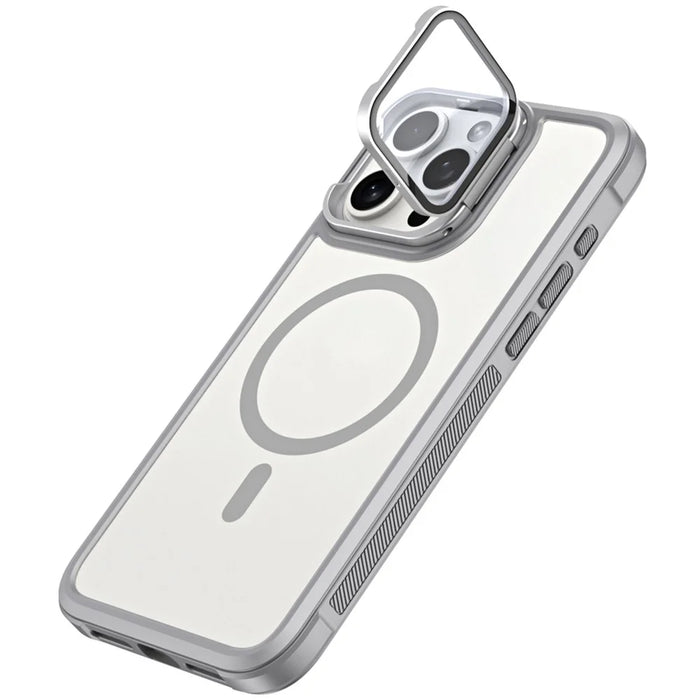 For iPhone 16 Pro Max Compatible with MagSafe Lens Cover Kickstand Matte Back Cover - Grey - 1