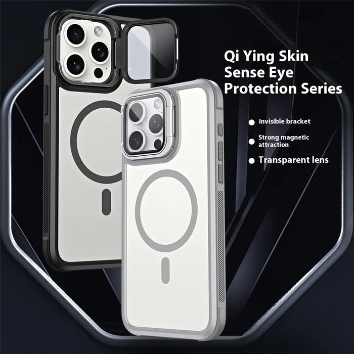 For iPhone 16 Pro Max Compatible with MagSafe Lens Cover Kickstand Matte Back Cover - Grey - 2